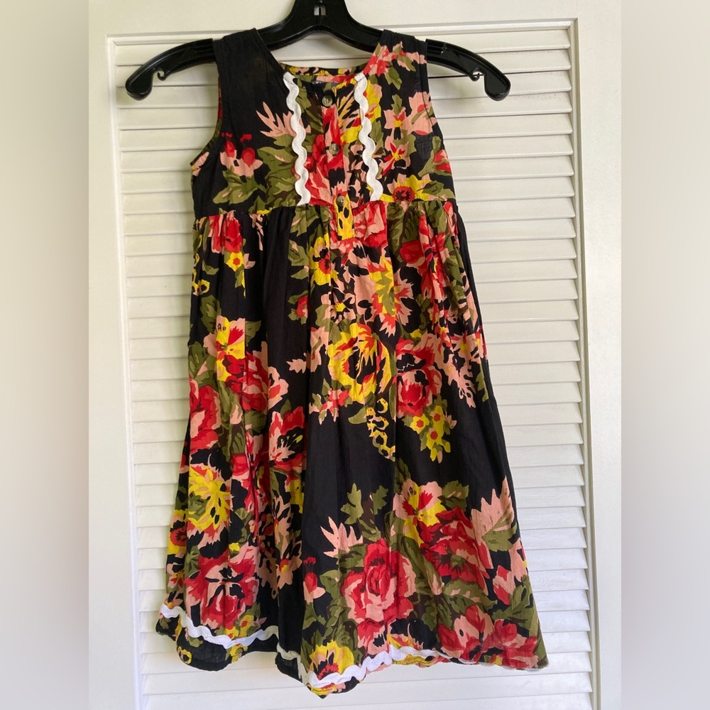 A.T.U.N Black Floral Dress 7-8 yrs girls